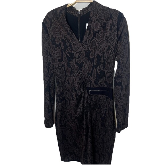 Joseph Ribkoff Dresses & Skirts - Joseph Ribkoff  Dress Snake Skin Print Black Brown Long Sleeve Size 8‎ Y2K Soft